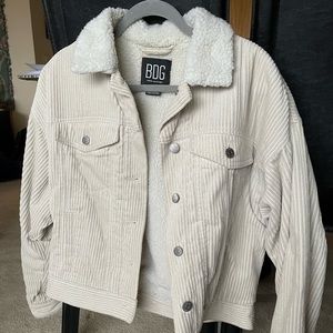 BDG Cream Corduroy Sherpa Fleece-Lined Jacket